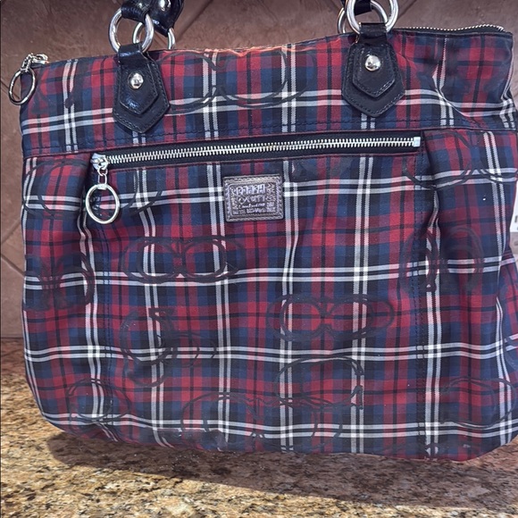 Coach Handbags - Coach Red Poppy Tartan Plaid Hand Bag
